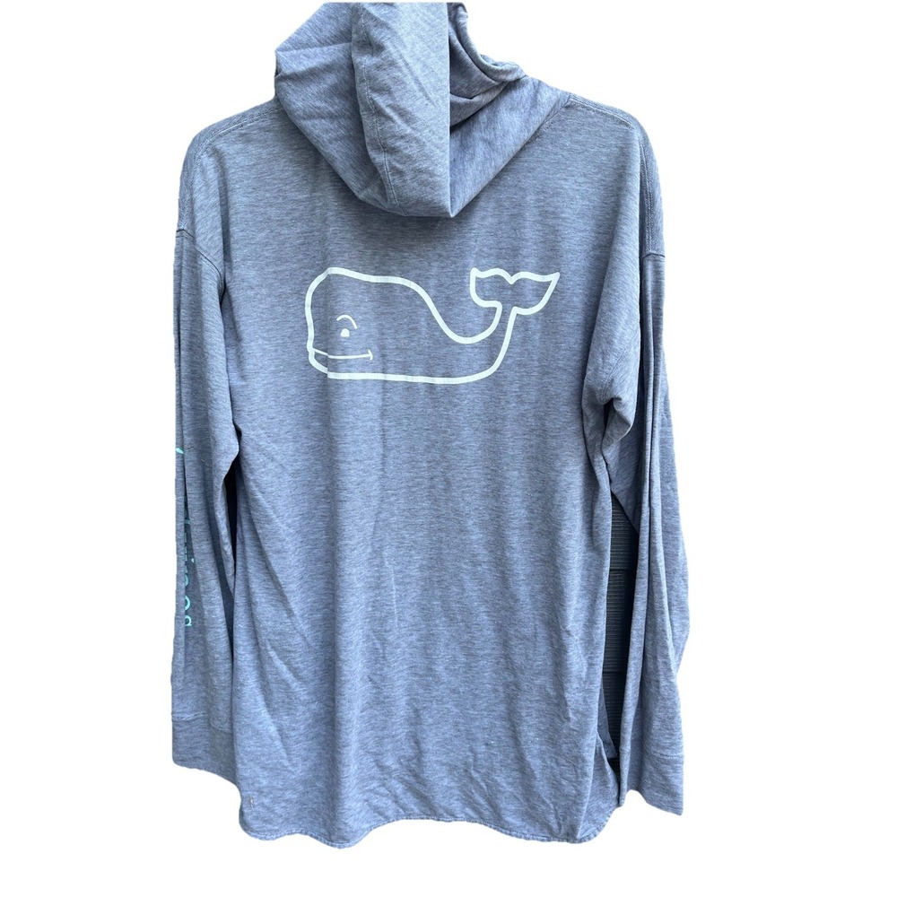 Vineyard Vines whale graphic print hooded long sleeve‎ preppy top Medium Blue M